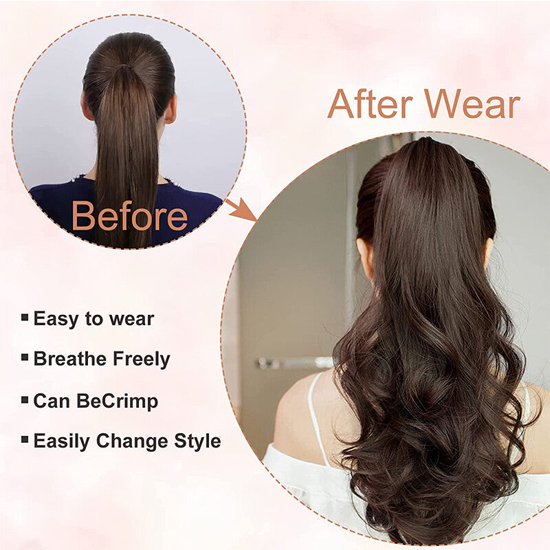Extra Thick 12-Inch Clip-In Ponytail Hair Extension - Wavy & Straight Styles