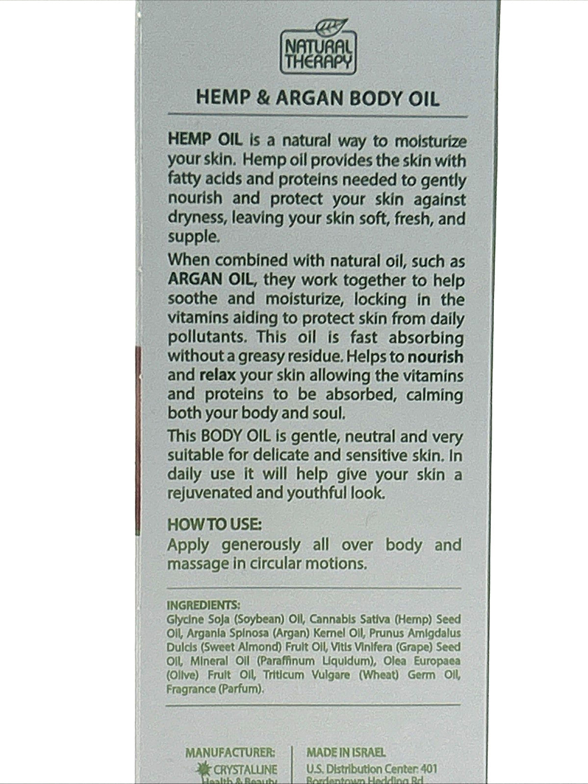 Hemp + Argan Body Oil - Moisturizing & Nourishing 4 oz