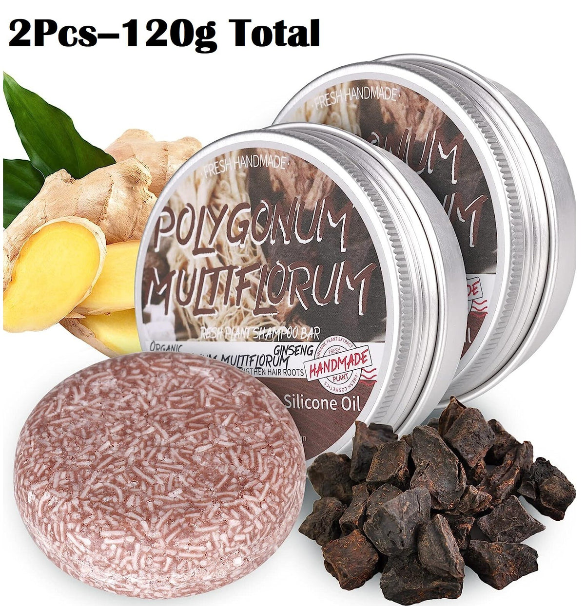Organic Hair Darkening Shampoo Bar - Polygonum Essence, Promotes Hair Growth, Prevents Hair Loss