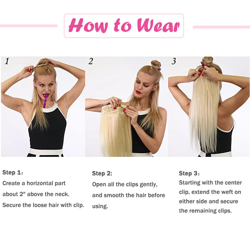 Natural Clip-In Hair Extensions with Balayage Color - Long & Thick One Piece