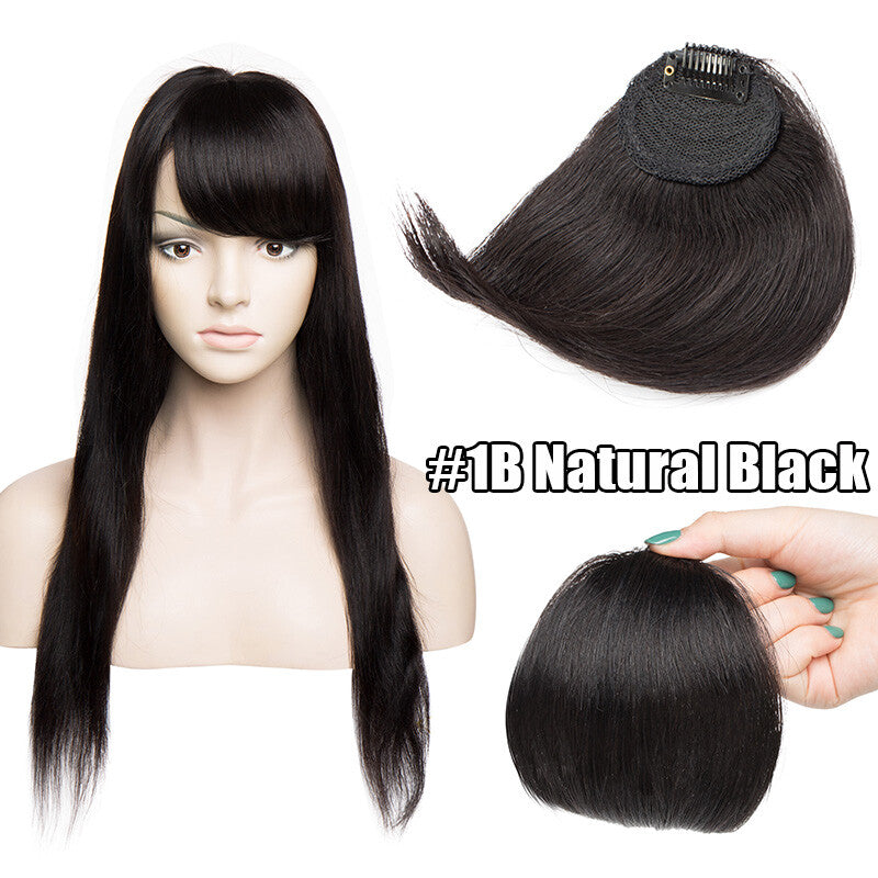 Women Remy Clip-In Hair Extensions Bangs Front Top Piece - Blonde & Dark Colors