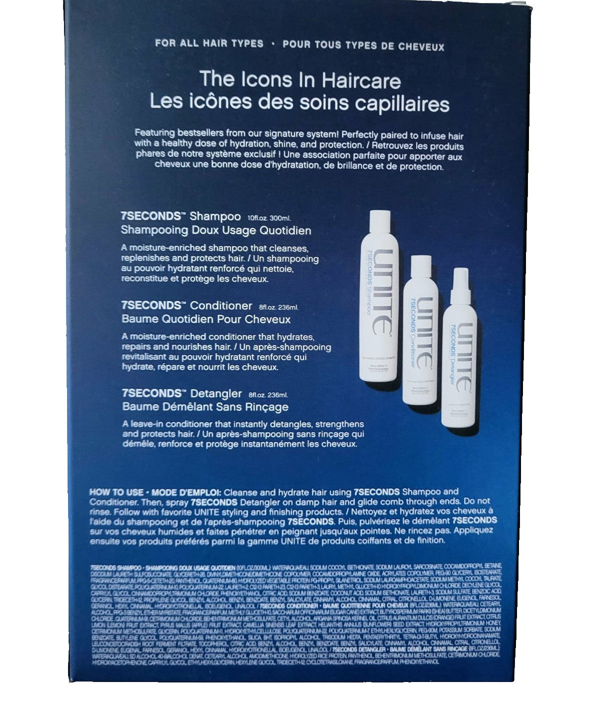 Unite 7 Seconds Shampoo & Conditioner Set with Leave-In Detangler - Hydrating Hair Care Gift Box