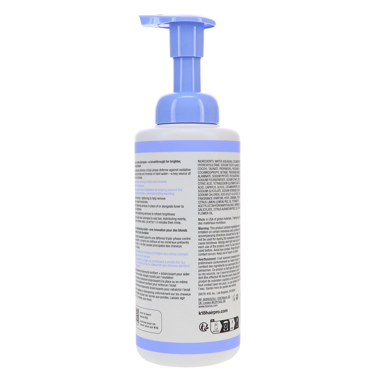 K18 TripleBright Oxidation Defense Purple Shampoo 15 oz for Blonde & Gray Hair