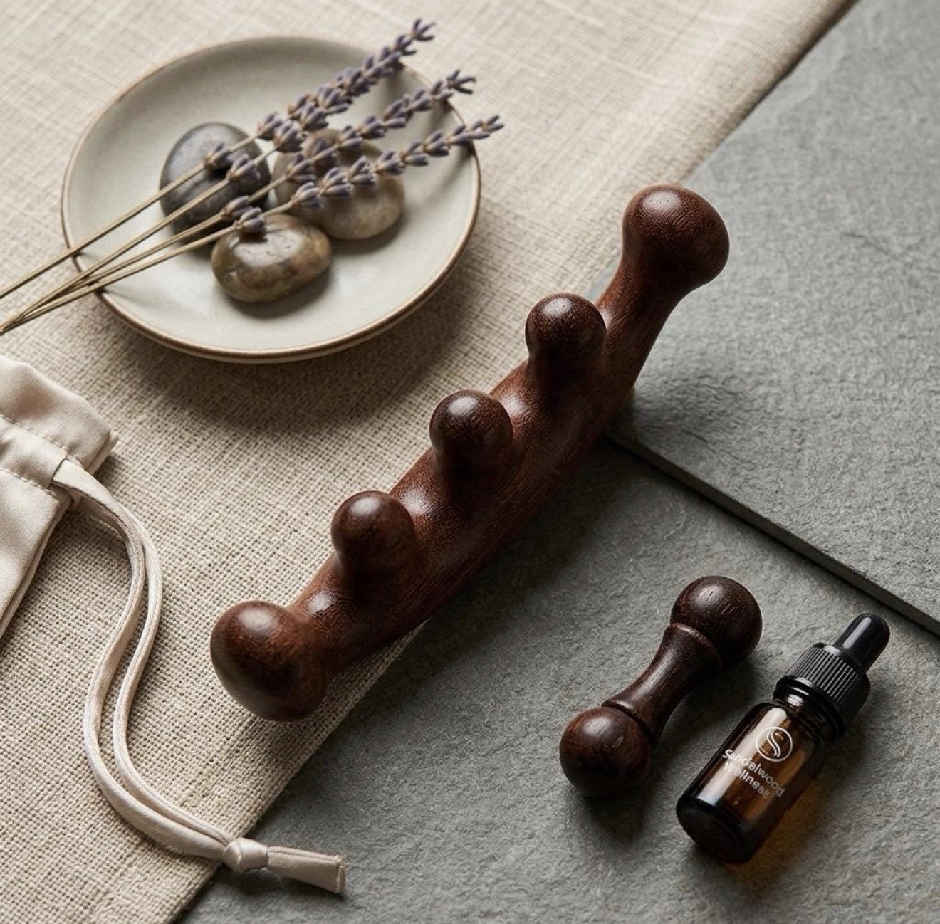 Wooden Scalp Massager & Gua Sha Comb Set for Hair Growth - 2 Pack