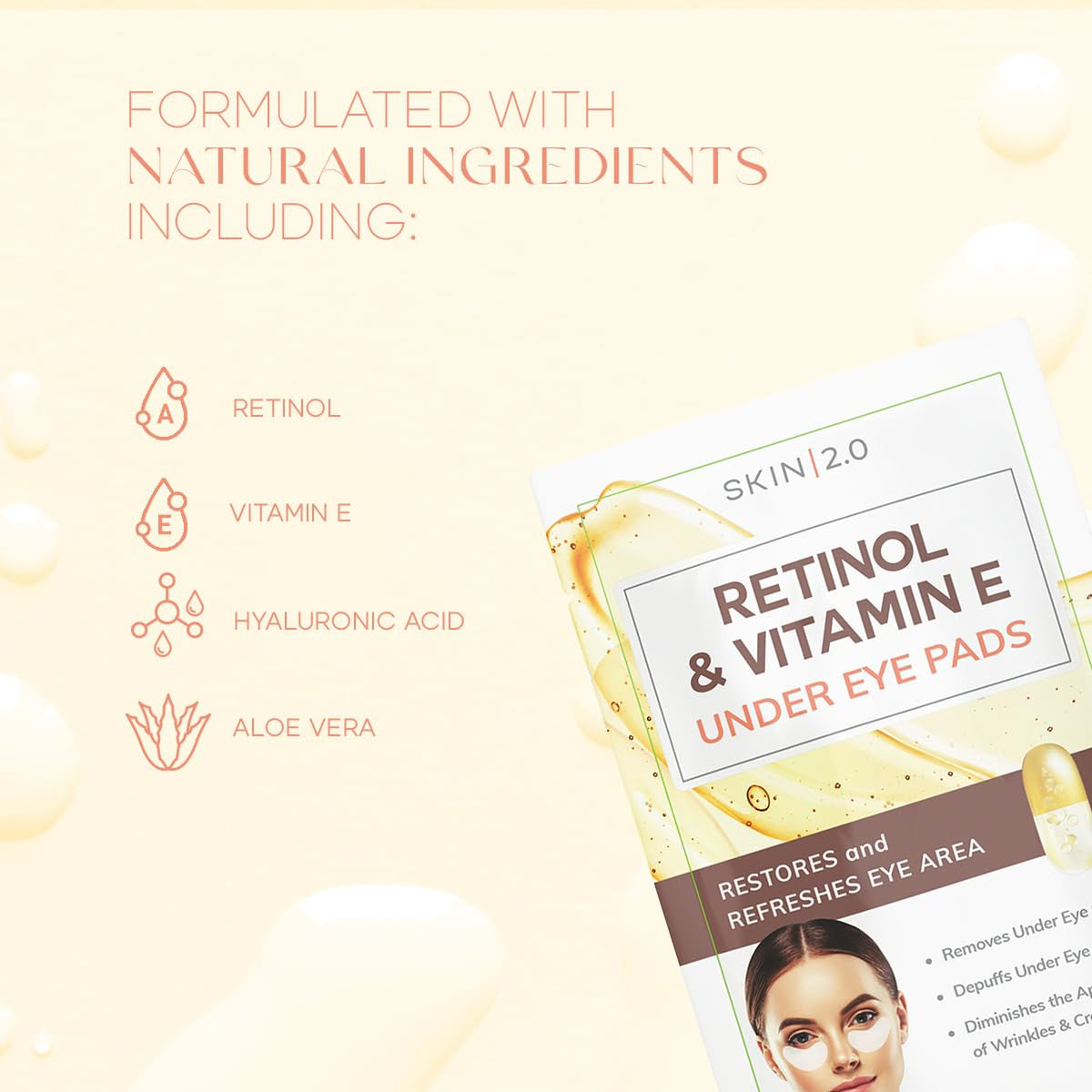 Retinol & Vitamin E Under Eye Patches for Dark Circles Wrinkles Depuffing