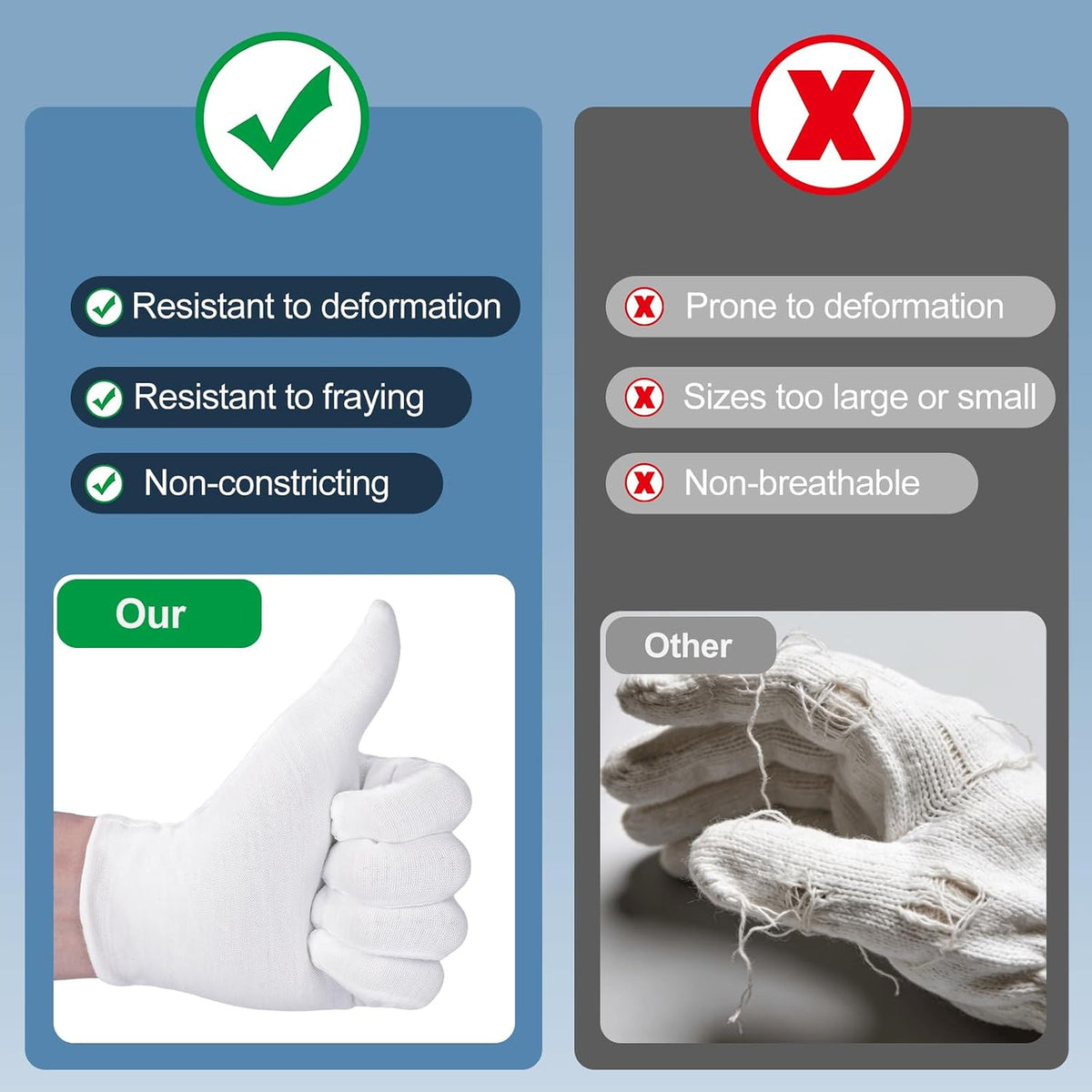 White Cotton Gloves 42 Pack Unisex Sleep Moisturizing