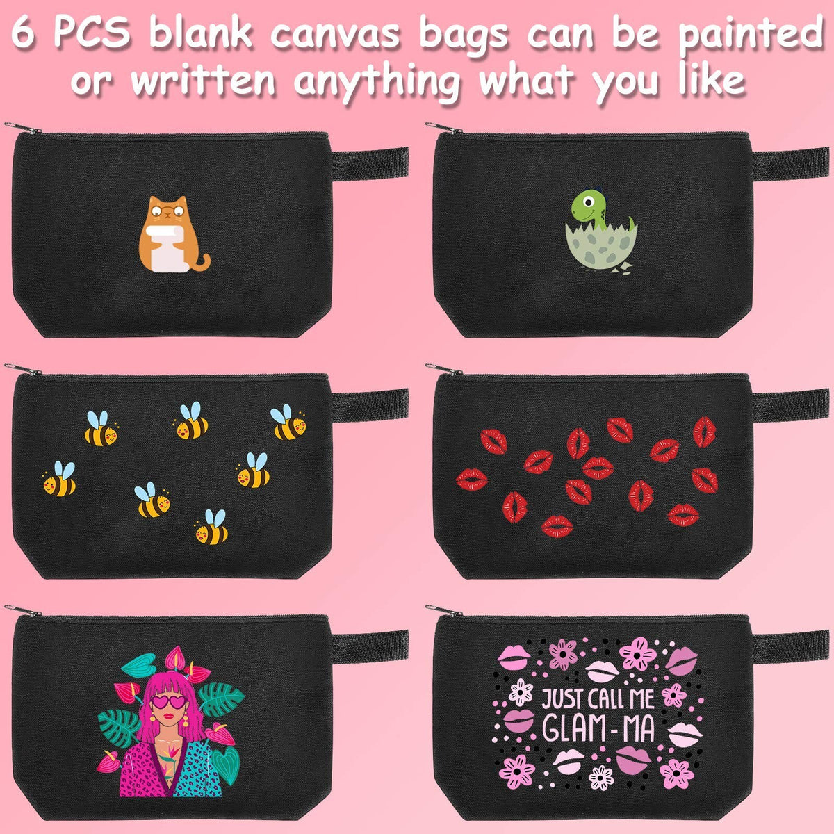 Canvas Makeup Bags Set - 12 Durable Cosmetic & Toiletry Pouches for Travel & Organization