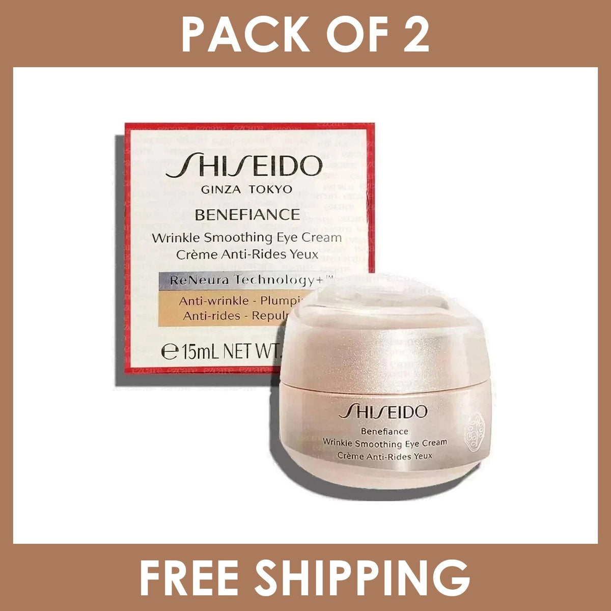 2 Pack Wrinkle Smoothing Eye Cream - Hydrating, Fine Lines & Puffiness Relief