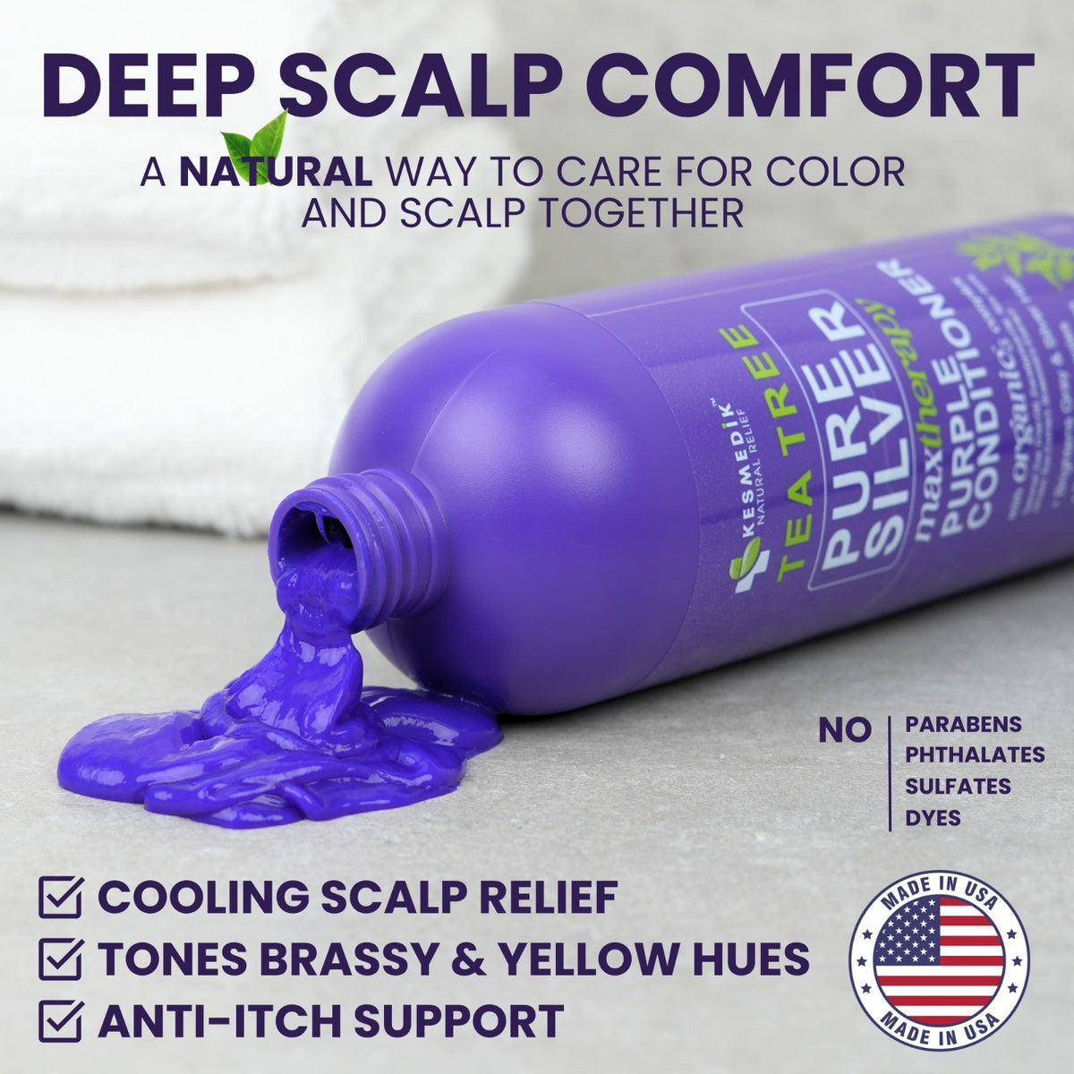 Kesmedik Purple Blonde Conditioner - Anti-Brass Hair Toner & Repair, 16oz