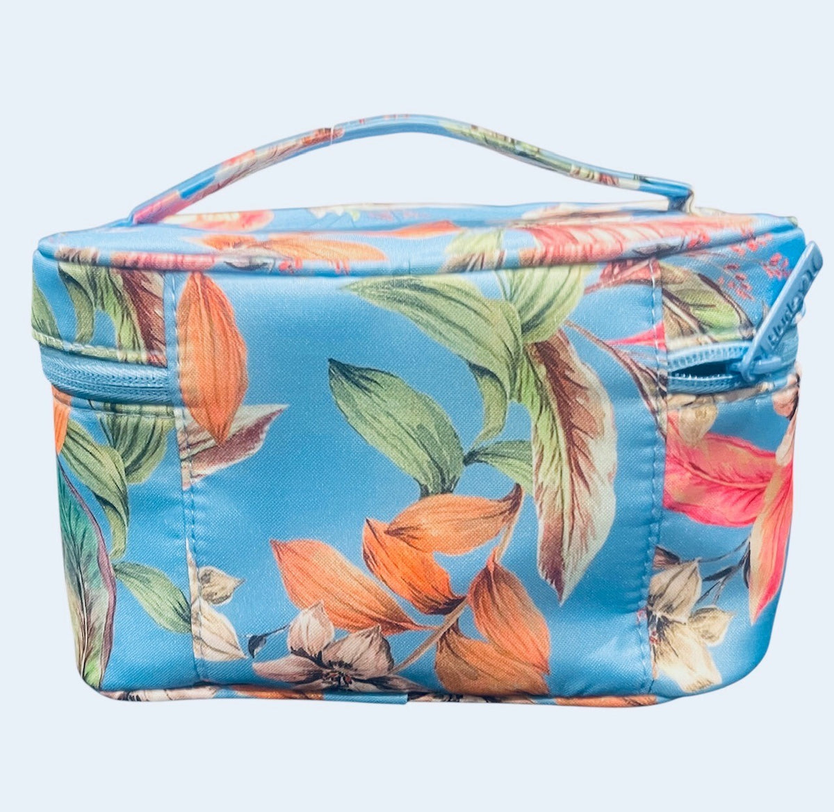 Travel Makeup Bag Tropical Blue Small Cosmetic Organizer