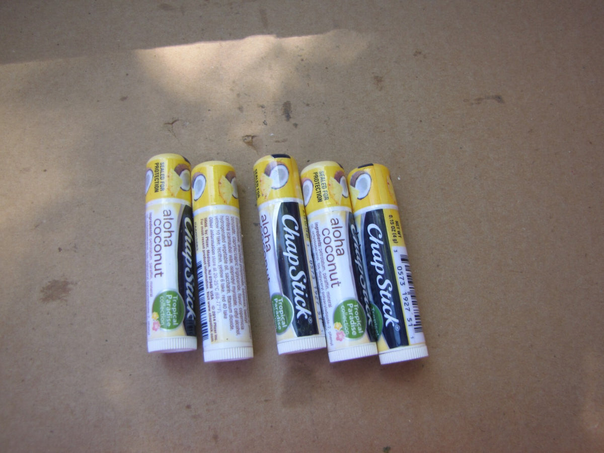 Set of 5 Coconut Lip Balm Tubes - Hydrating Tropical Paradise Moisturizer