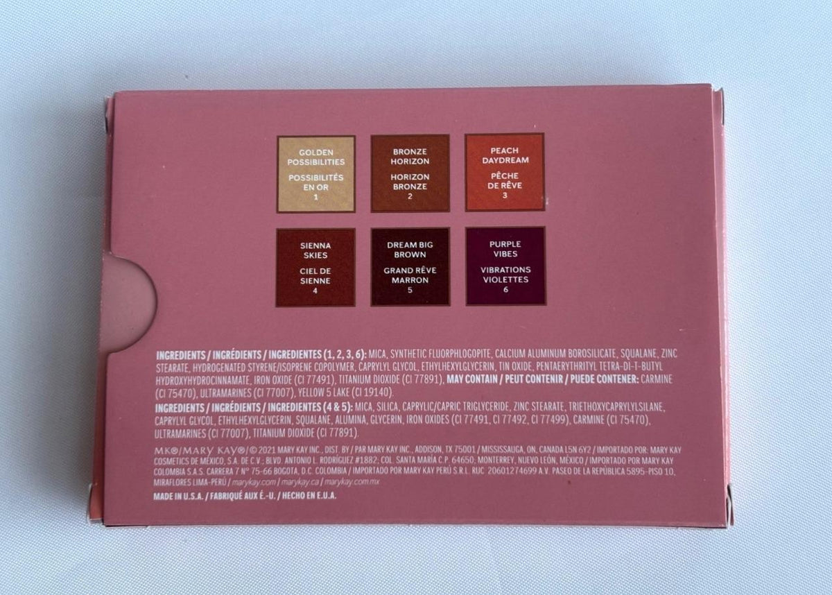 Mary Kay Warm Hues Eye Shadow Palette - Limited Edition 6 Shades with Mirror