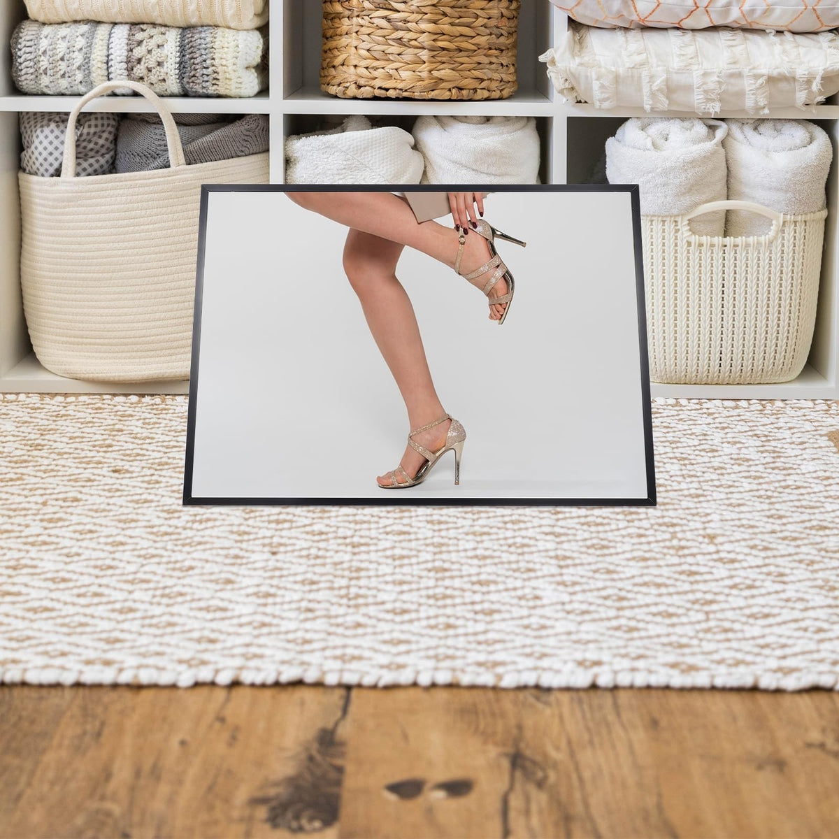 Floor Mirror for Shoes - Compact 24x36 Full Length Standing Mirror
