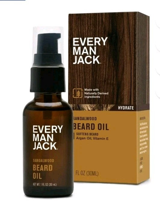 Beard Oil with Shea Butter and Sandalwood for Men - Hydrating 1 oz
