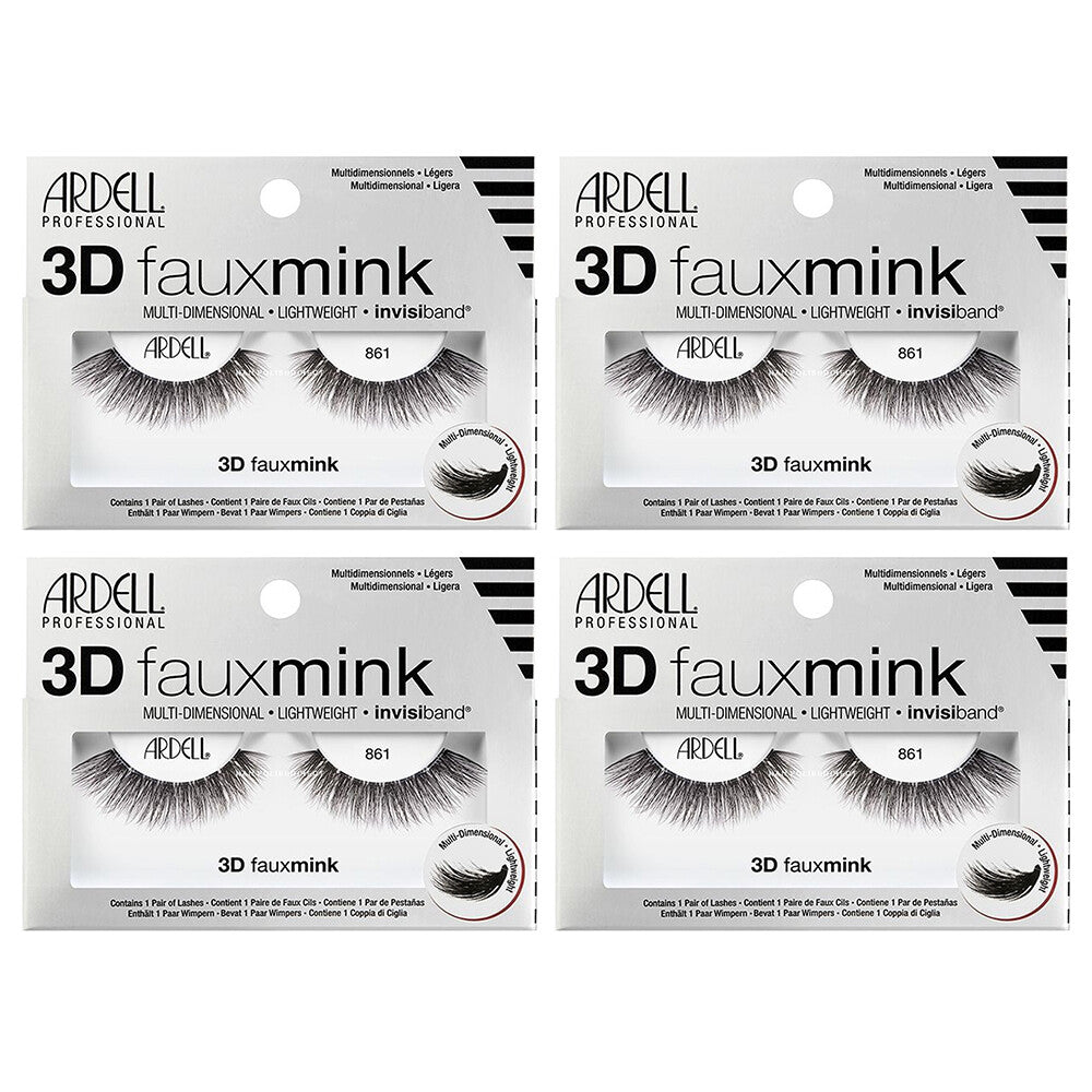 False Eyelashes 3D Faux Mink Fluffy Lashes Pack of 4 - Lightweight & Cruelty-Free