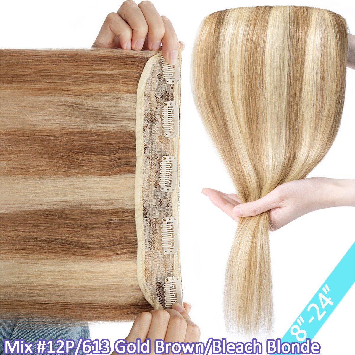 Women Clip-In Remy Human Hair Extensions Full Head Straight Ombre - Multiple Colors & Lengths