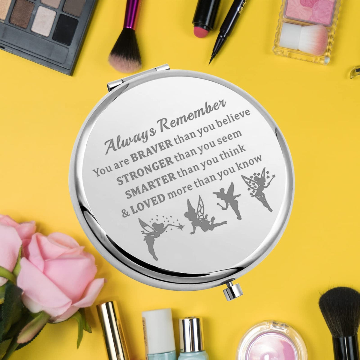 Compact Fairy Tale Pocket Mirror for Women and Girls - Cartoon Fairy Pixie Design