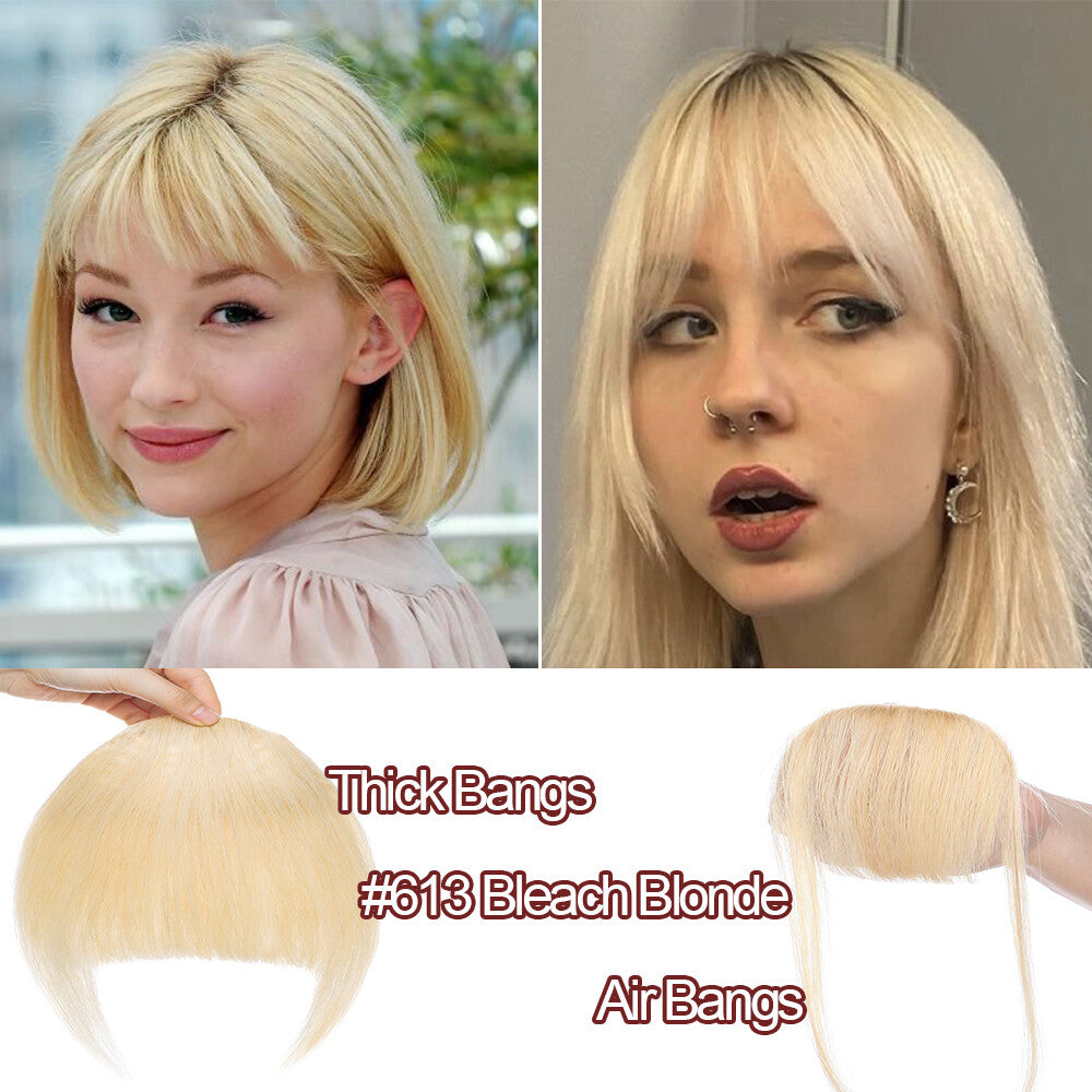 Clip-In Human Hair Bangs Extensions - Thick, Wispy, French & Air Styles