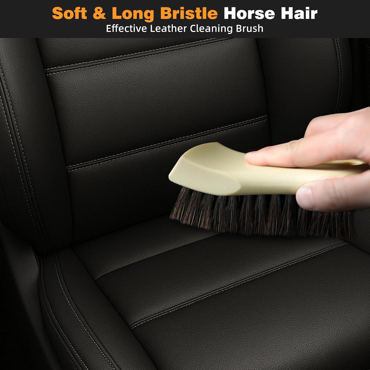 Car Detailing Brush Set with Horsehair and Boar Bristle - 9 Pieces