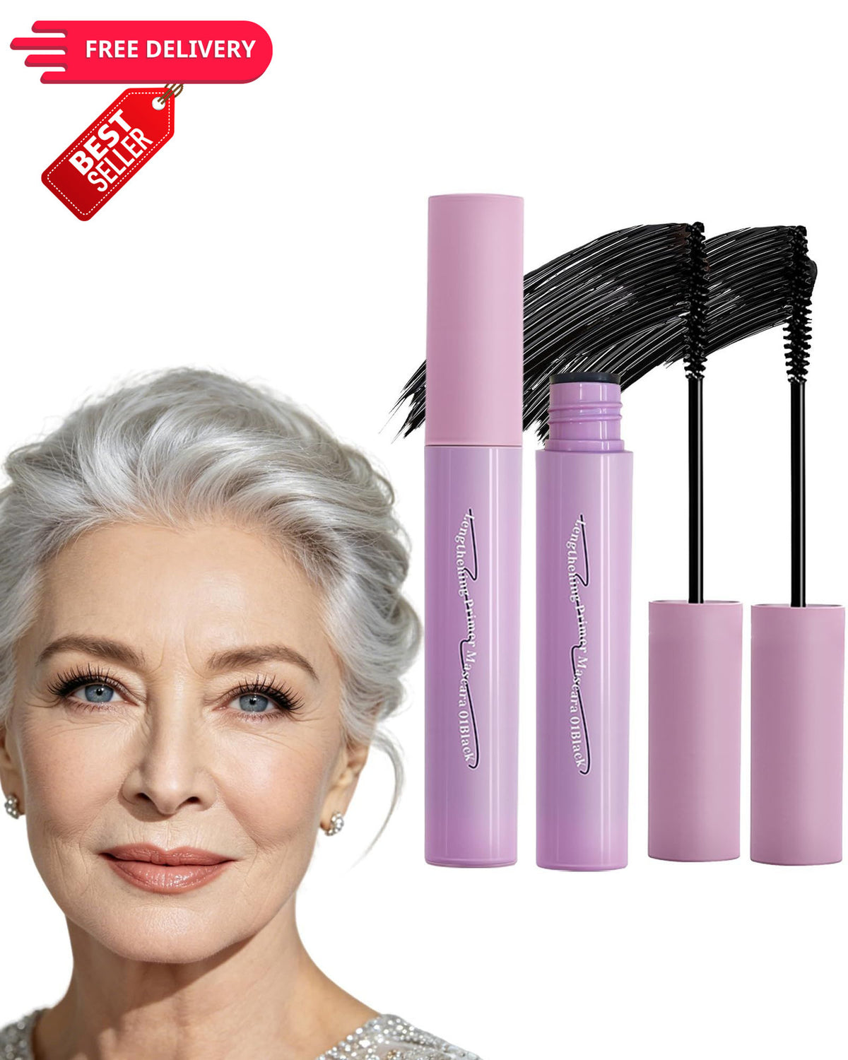 Eyebrow and Eyelash Mascara for Seniors 60+ - Waterproof, Smudge-Proof, Set of 2