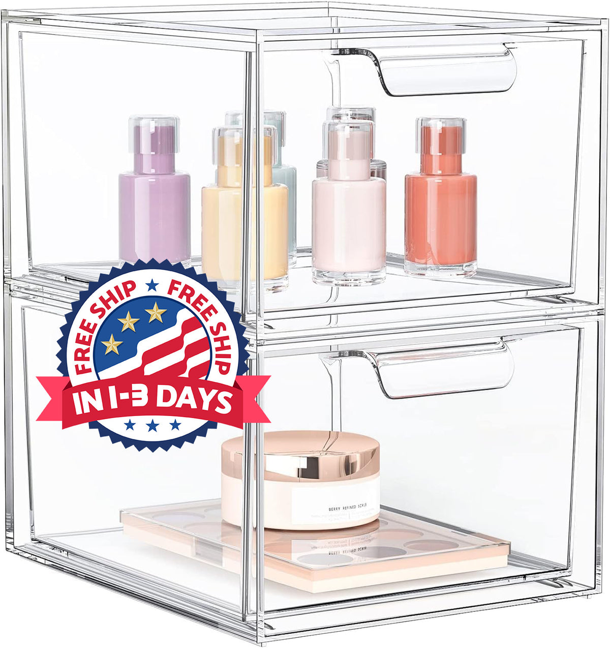 Transparent Plastic Drawer Organizer with Handles - Multipurpose Storage Box 5.5 x 7.5 x 4.4 in
