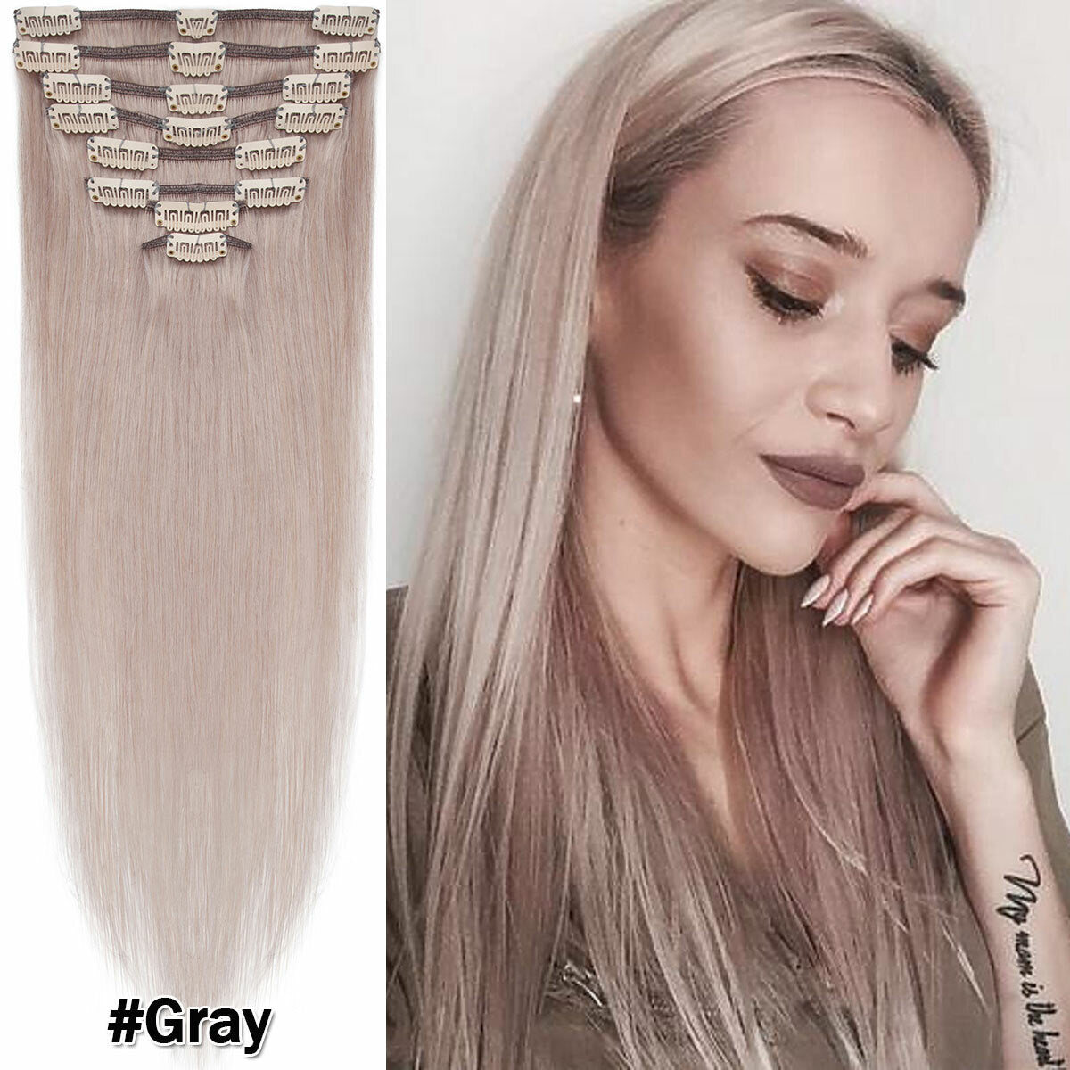 Clip-In Remy Human Hair Extensions Full Head Set - Multiple Colors & Lengths