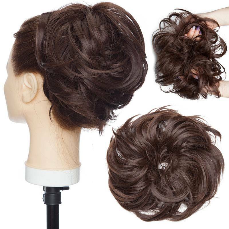 Large Messy Bun Hair Extension - Voluminous Synthetic Ponytail Wrap