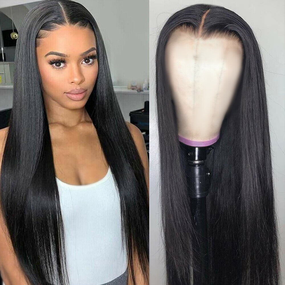 24 Inch Long Straight Black Synthetic Wig for Daily Wear & Parties