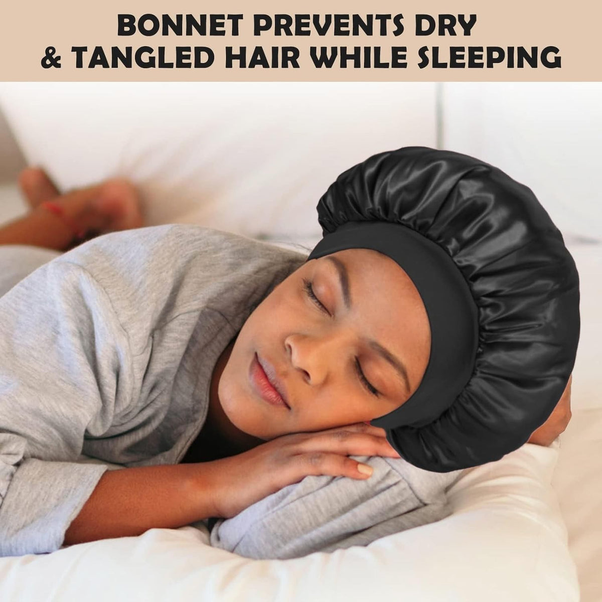 2Pcs Silk Bonnet for Sleeping, Satin Hair Bonnets, Color-A