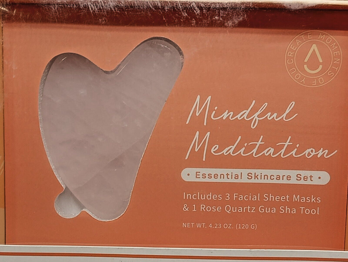 Rose Quartz Gua Sha & 3 Facial Masks Skincare Set