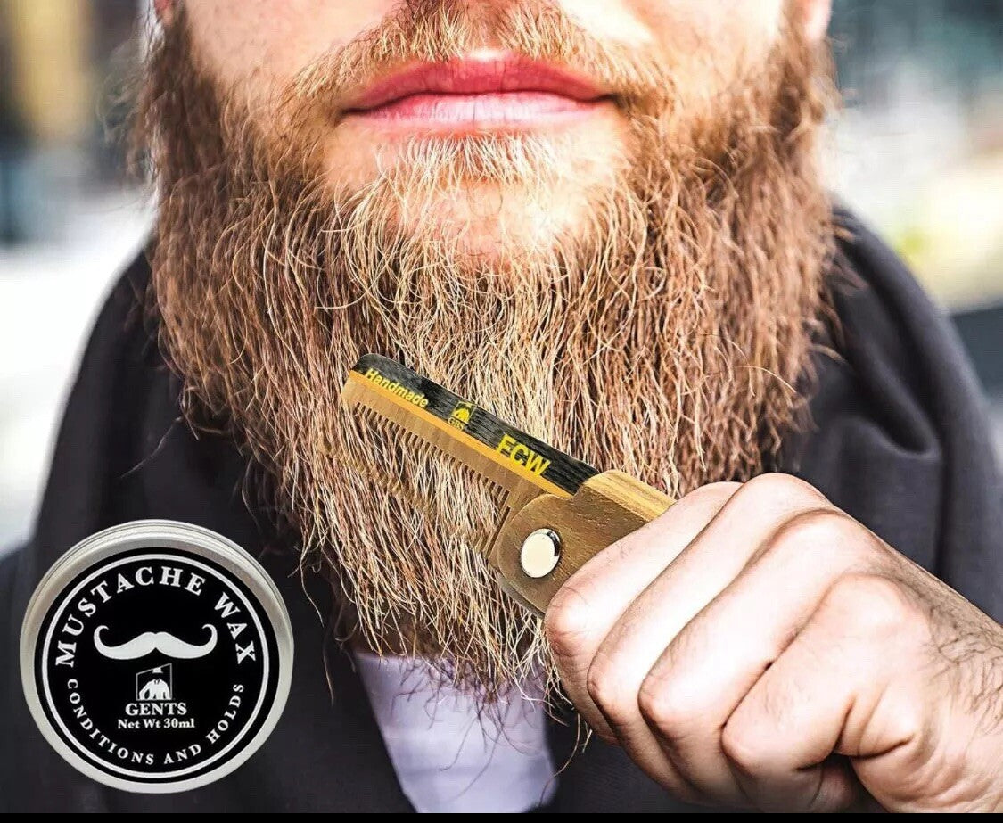 Mustache Wax & Comb Kit - Strong Hold Beard Styling Set