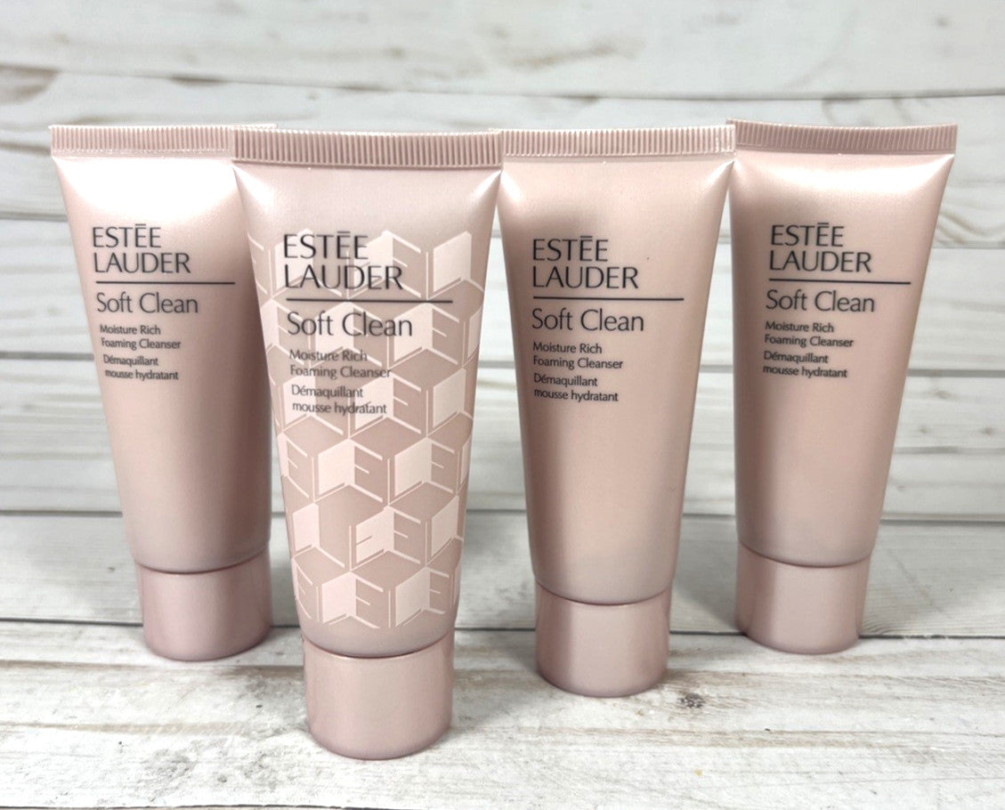 Estee Lauder Soft Clean Multi-Action Foaming Facial Cleanser 4 Pack 1oz Travel Size