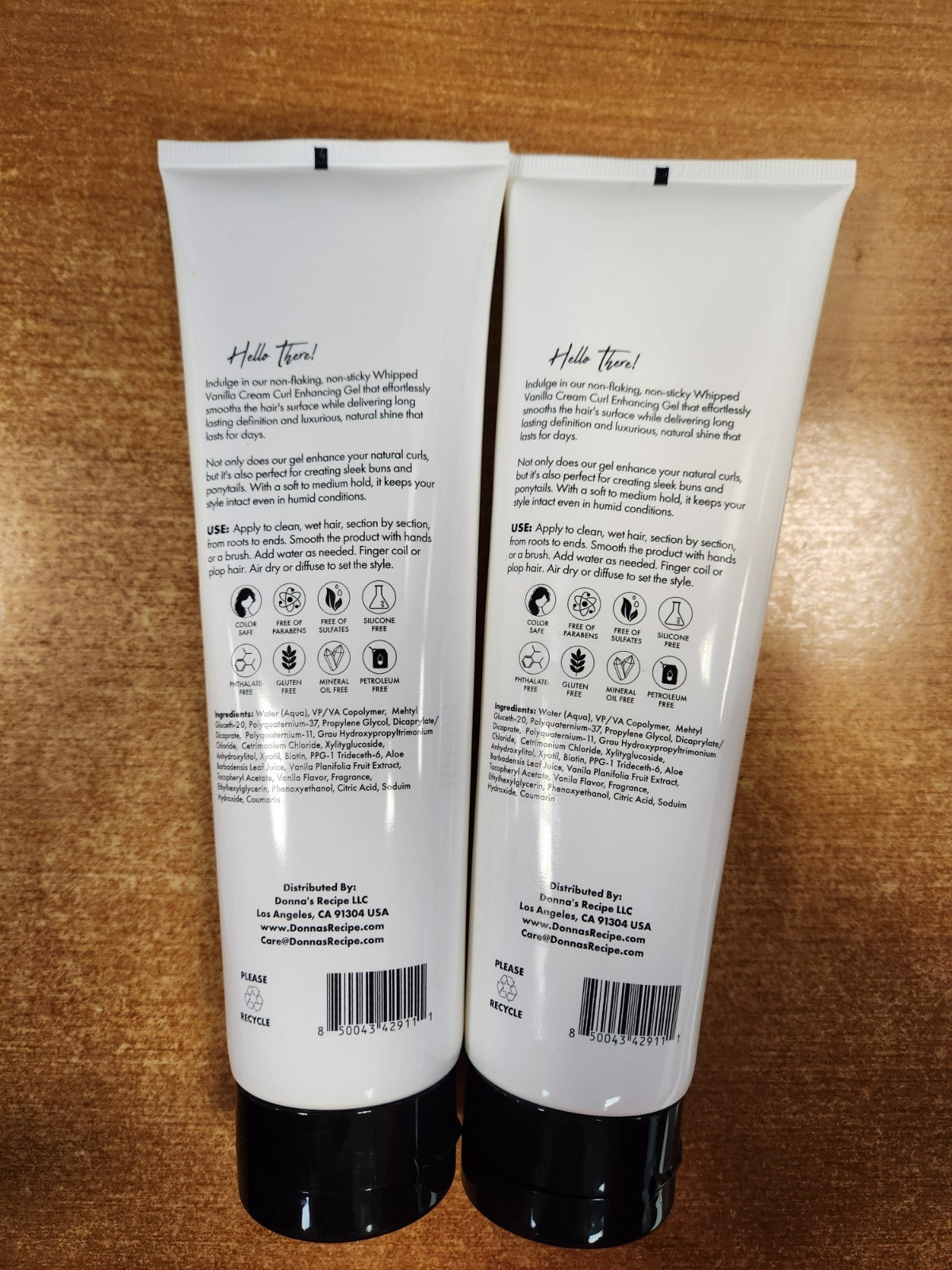 Curl Enhancing Gel with Vanilla & Biotin - Long-Lasting Hold & Shine, 2 Pack, 10 oz each