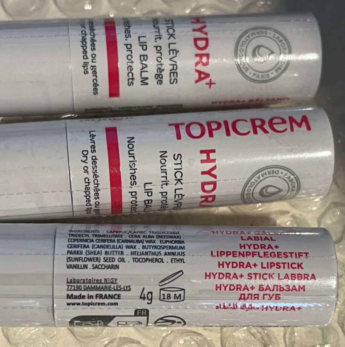 Set of 3 Topicrem Ultra-Moisturizing Lip Balms 4g Nourishes & Protects