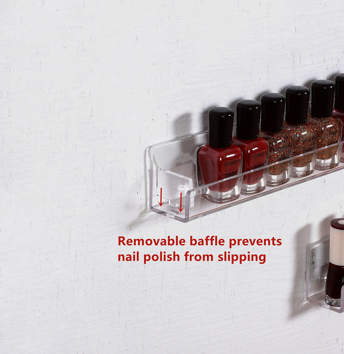 Wall Mounted Nail Polish Rack Set - Clear Acrylic 4-Pack for Beauty & Storage