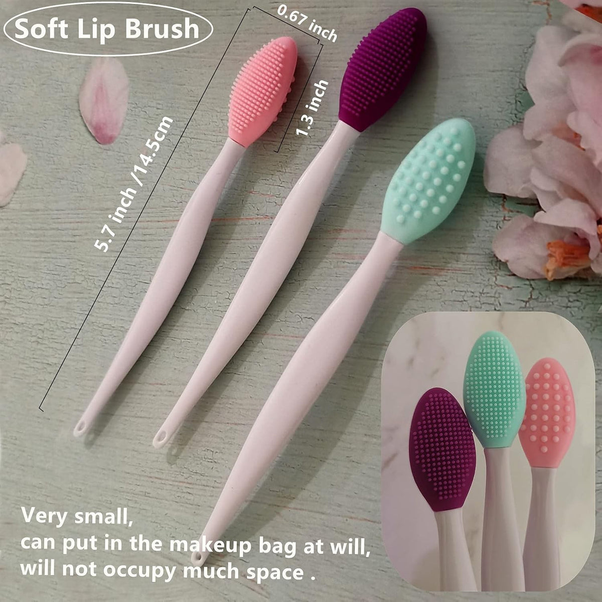 Double-Sided 3-Piece Lip Exfoliator Brushes – Travel-Friendly & Luxury