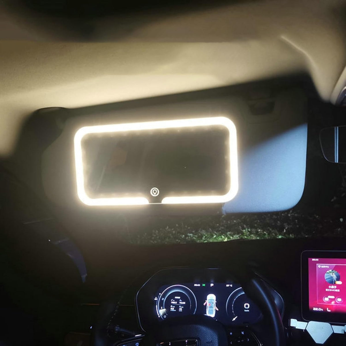 Rechargeable LED Car Vanity Mirror with 3 Light Modes Touch Dimmable White
