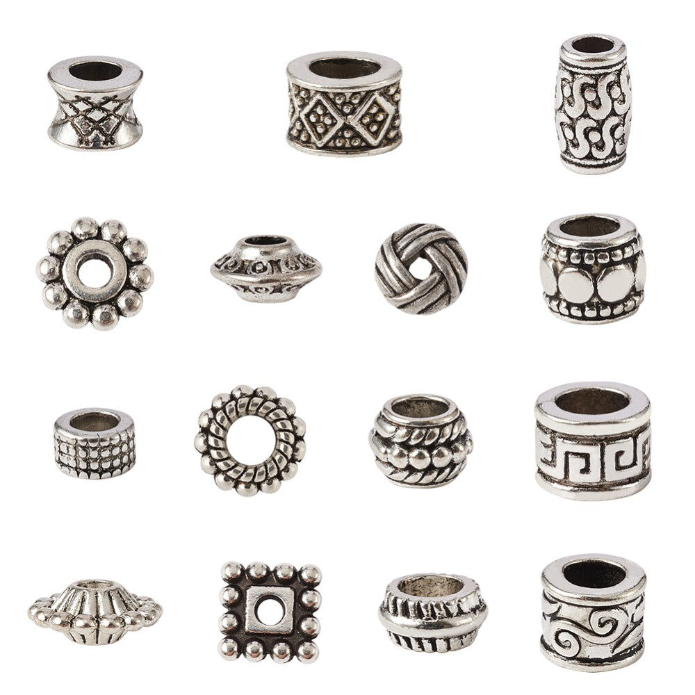 300 Piece Tibetan Style Alloy Dreadlock Beads Small and Medium