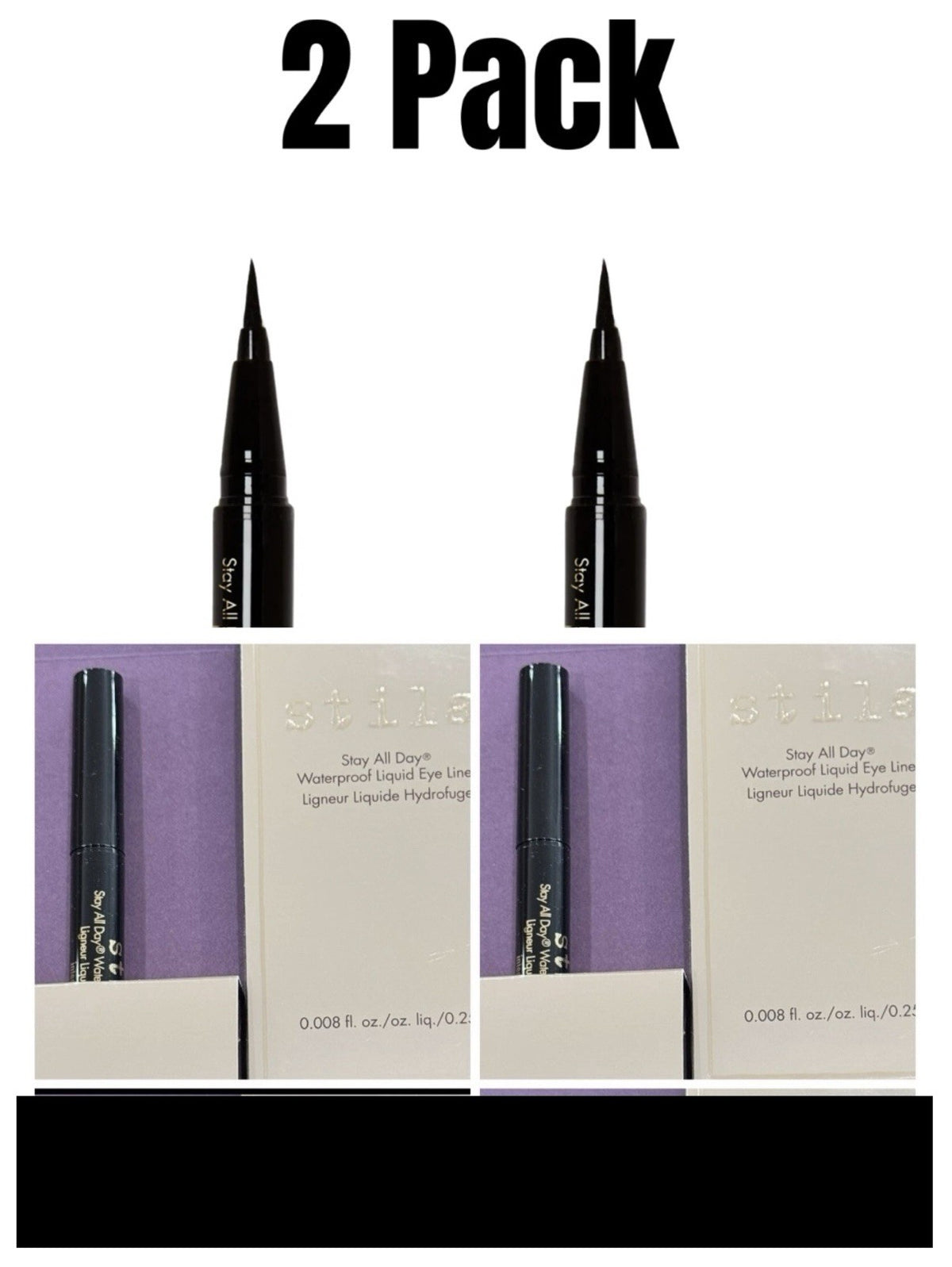 Stila Stay All Day Waterproof Liquid Eye Liner 2 Pack Travel Size - Black