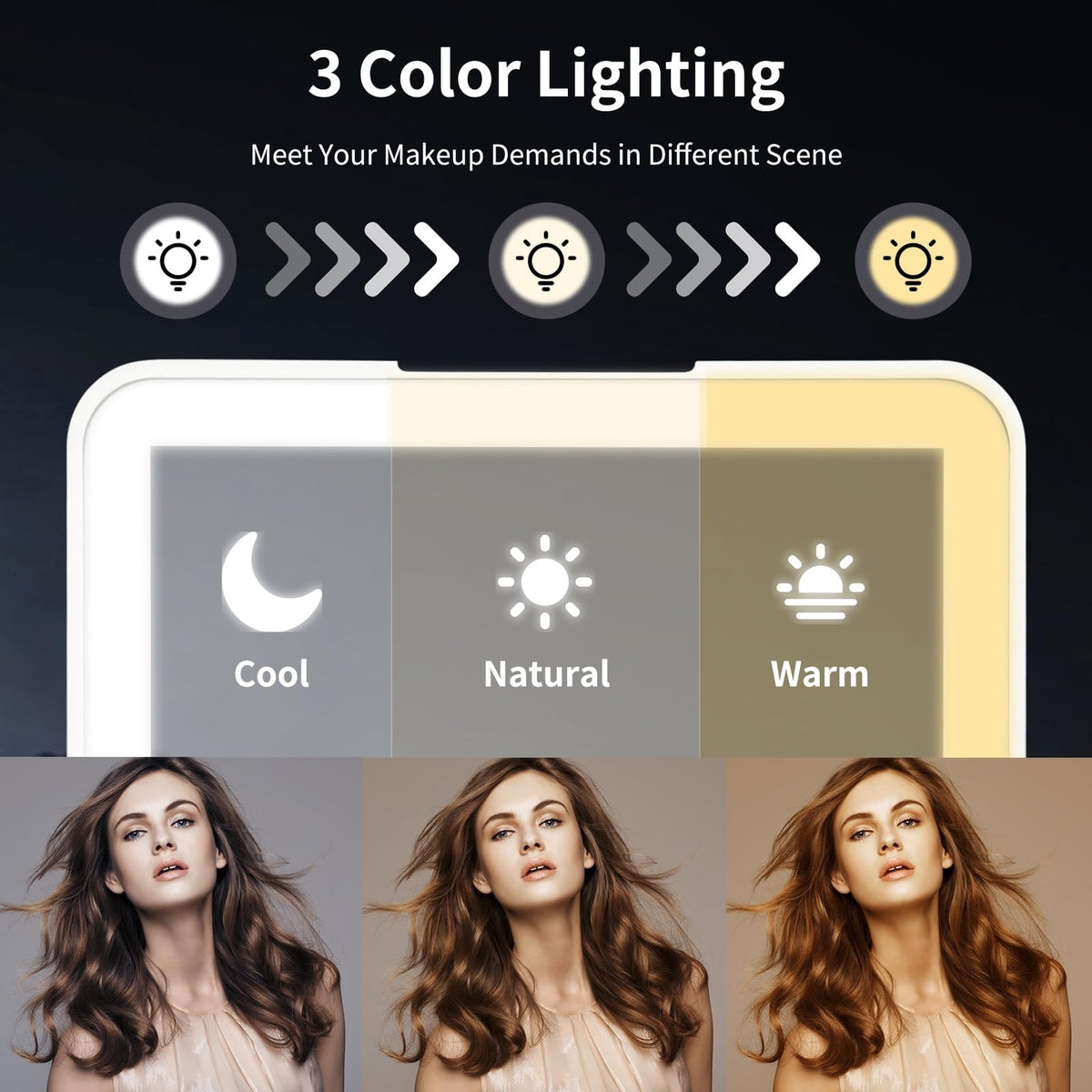 Dimmable LED Lighted Makeup Mirror with Touch Control and 10x Magnifier