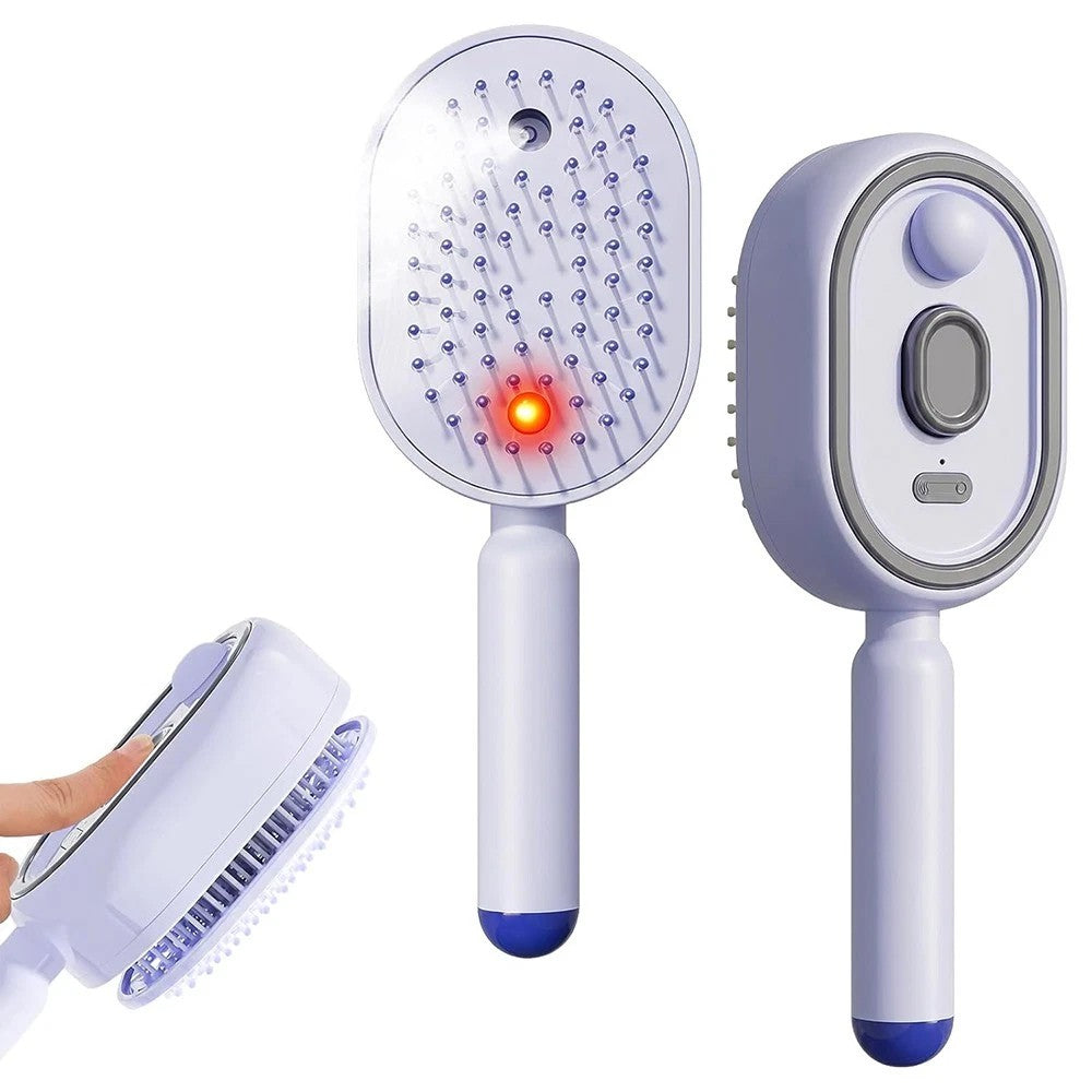 Electric Spray Hair Comb with Nano Mist and Red Light Therapy - Portable, Self-Cleaning, Anti-Tangle