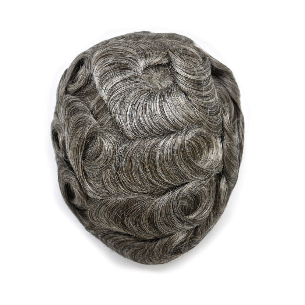 Men's Bleached Lace Front Hair Replacement Toupee - Natural Hairline, Virgin Human Hair