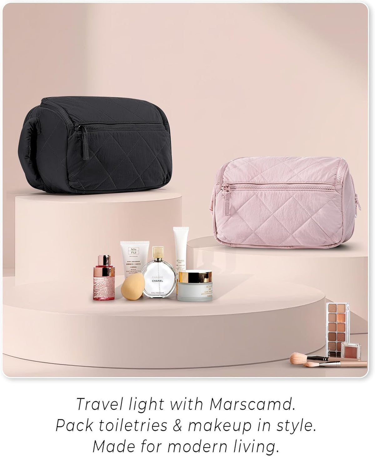 Water-Resistant Travel Toiletry Bag for Women with Wide-Open Design