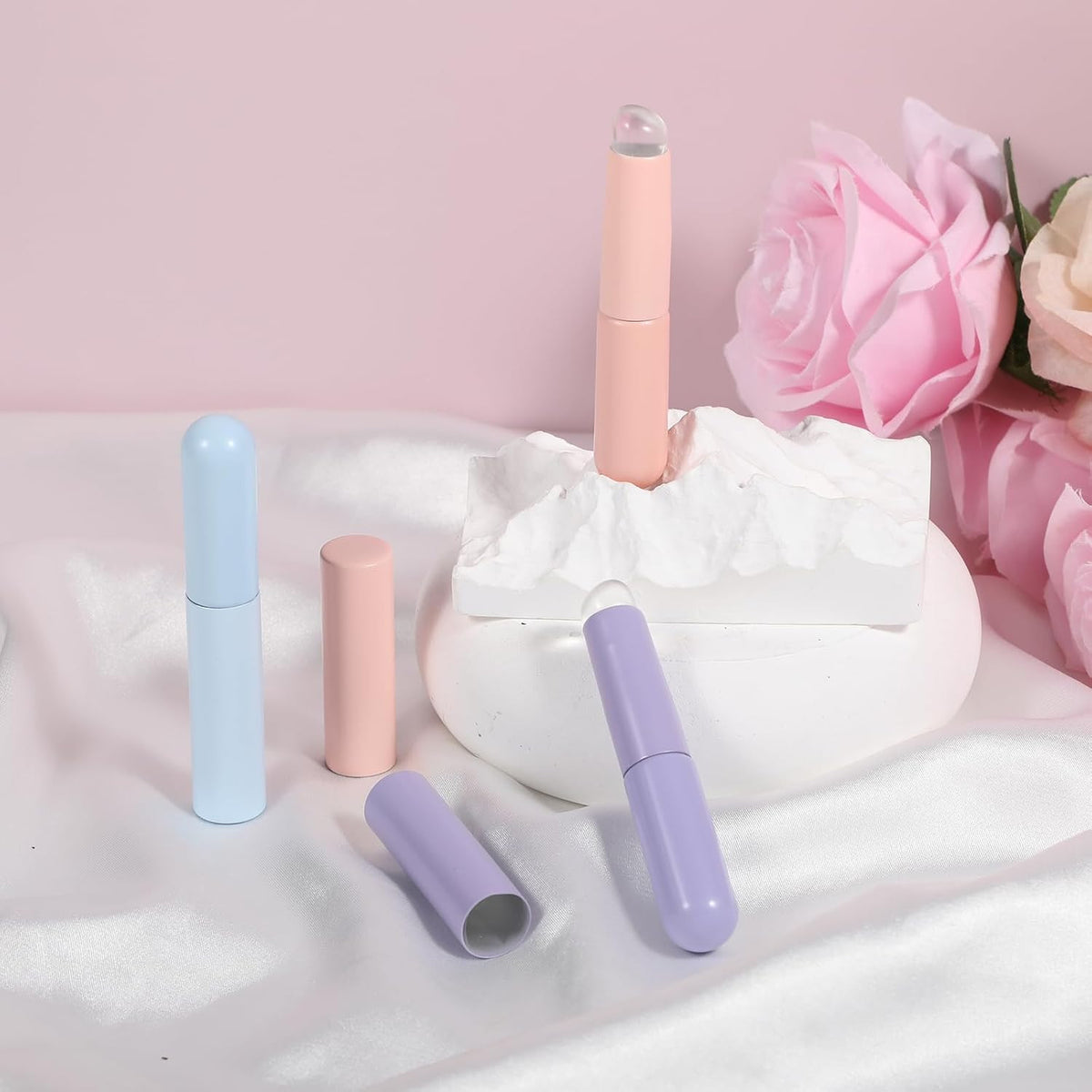 3-Pack Silicone Lip Brush Set - Reusable Lip Balm & Mask Applicators