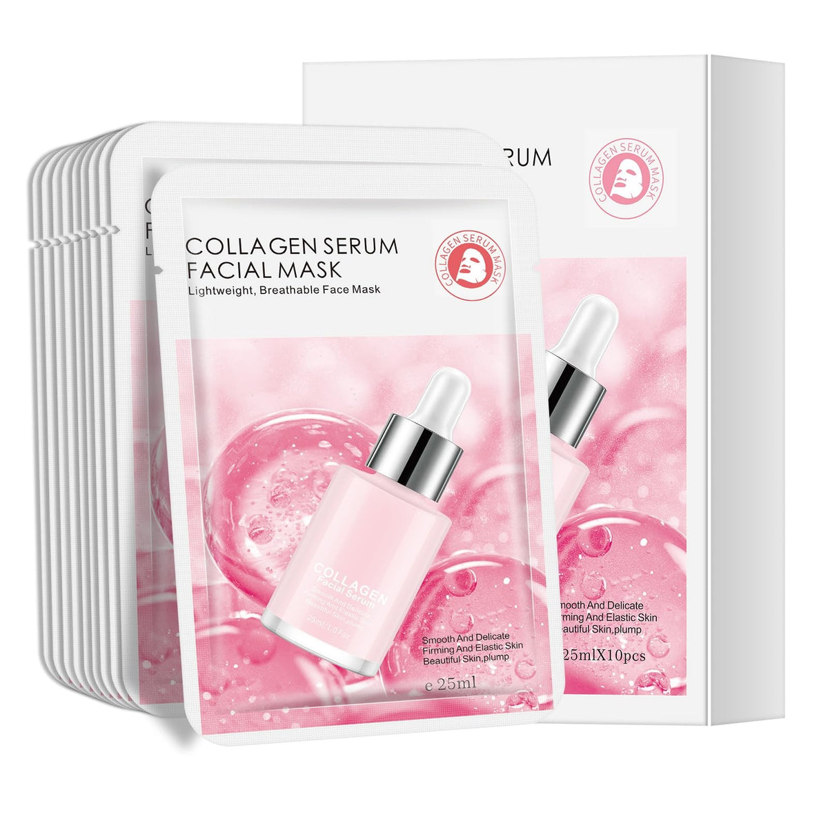 Hydrating Collagen Face Masks Pack of 10 for Deep Moisturization