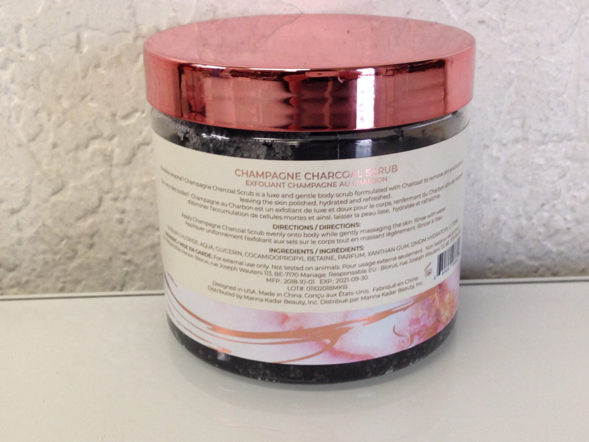 2x Manna Kadar Relax Champagne Charcoal Scrub Sea Mineral Exfoliant