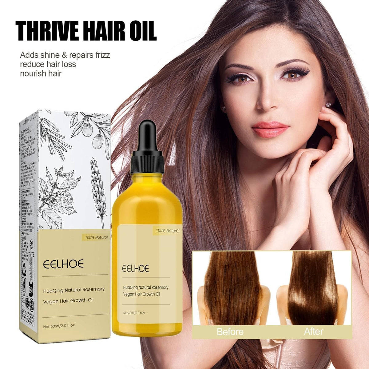 2 Pack Carvenchi Natural Hair Growth Oil with Organic Rosemary -
