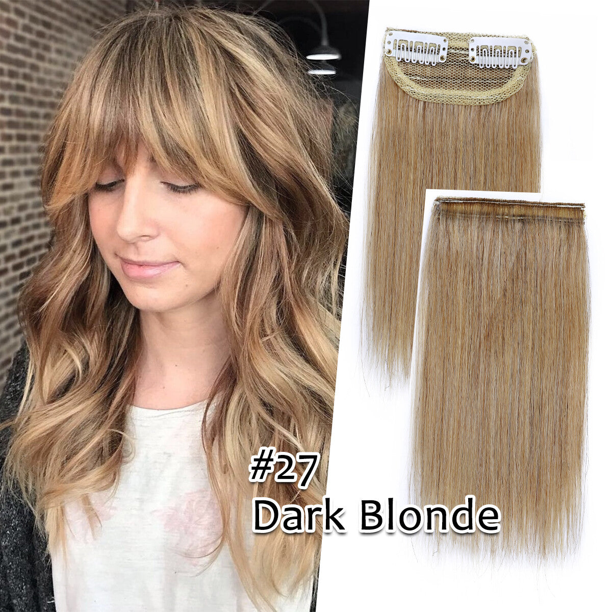 Clip-In Hair Extensions Remy Human Hair Short Pad Topper - Natural Black to Blonde
