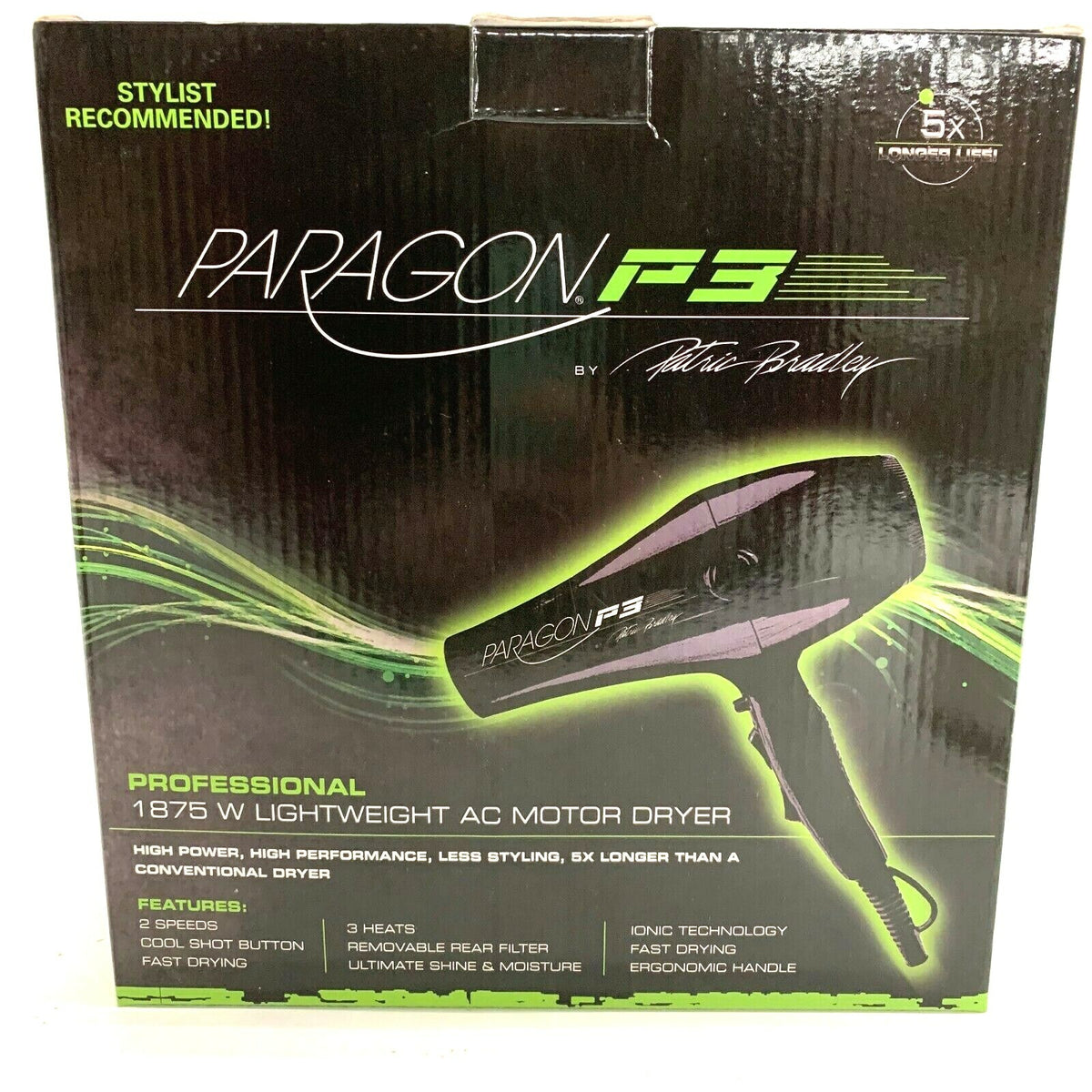 Professional Ionic Hair Dryer 1875W Lightweight Styling Tool Black
