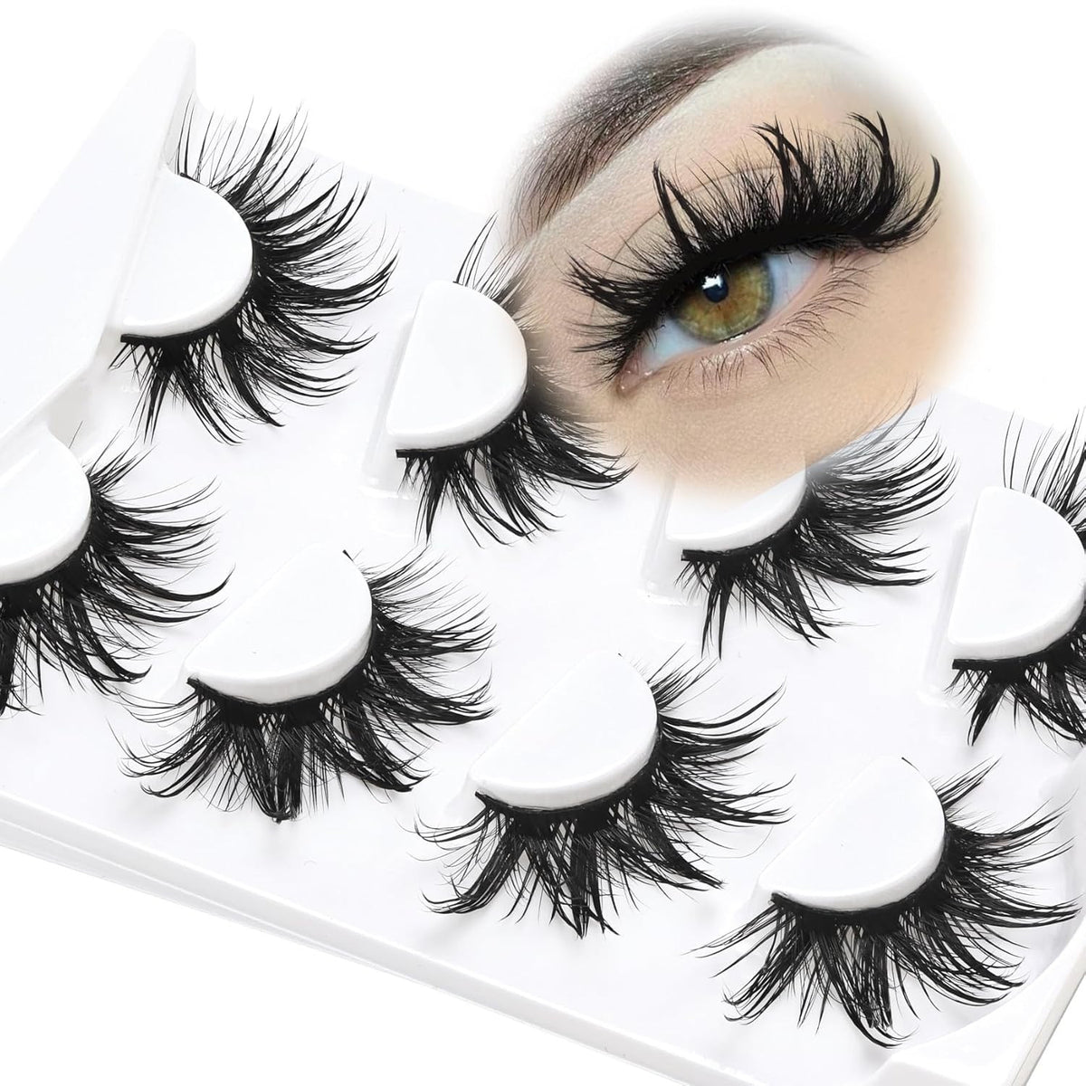 Dramatic 3D Fluffy False Eyelashes - 22mm Wet Look Manga Style